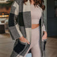 Checkered Print Dual Pockets Cardigan