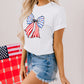 Stripes and Stars Bowknot Print T Shirt