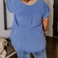 Plus Size Solid Color Short Sleeve Frayed Edge Top