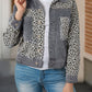 Leopard Patchwork Corduroy Ripped Hem Button up Jacket