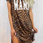 Leopard MAMA Letter Print Slit T-Shirt Dress