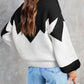 Pearl Decor Color Block Knitted Oversized Sweater