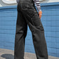 High Waist Straight Leg Cargo Pants with Pockets