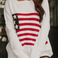 American Flag Cable Knit Drop Shoulder Sweater