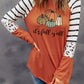Pumpkin Leopard Striped Colorblock Long Sleeve T Shirt