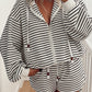 Printed Striped Zip Up Hoodie and Shorts Outfit