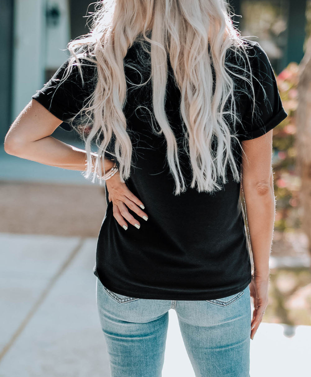 Sequin Crawfish Graphic Western Fashion T Shirt