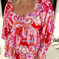 Plus Size Floral Sweetheart Neck Babydoll Blouse