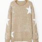 Star Pattern Drop Shoulder Plus Size Sweater