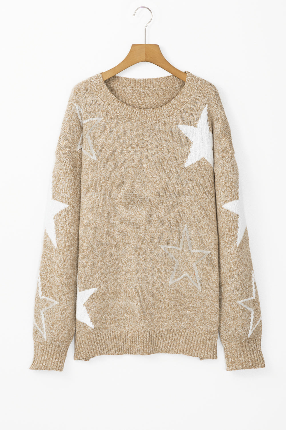 Star Pattern Drop Shoulder Plus Size Sweater