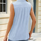 Wavy Texture Collared Split Neck Tank Top