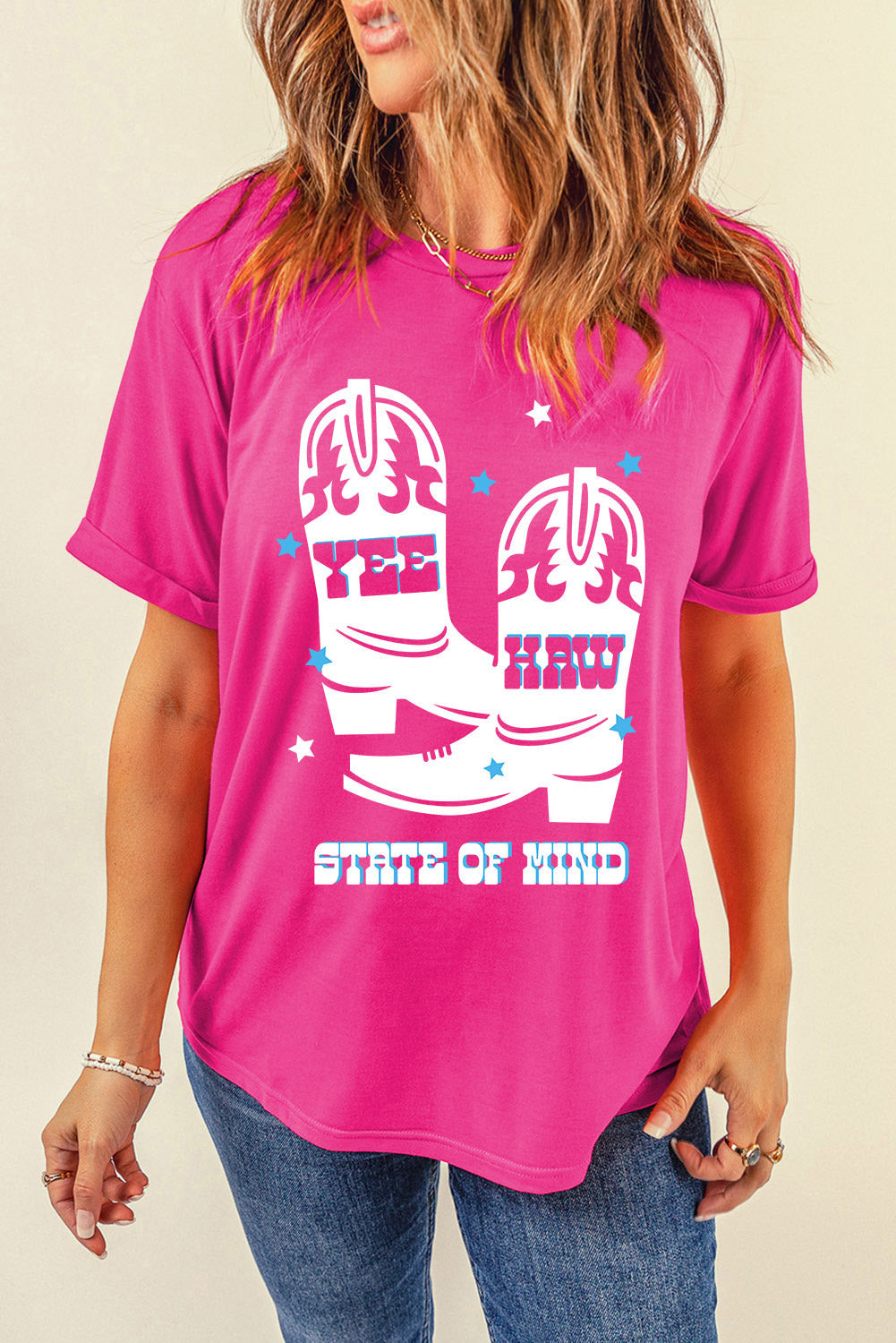 YEE HAW Boots Graphic Short Sleeve Top