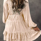 Tiered Ruffled Puff Sleeve Loose Fit Mini Dress