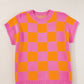 Colorblock Plaid Pattern Ribbed Trim Sweater Tank Top