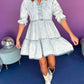 Acid Wash Retro Half Sleeve Flared Denim Dress