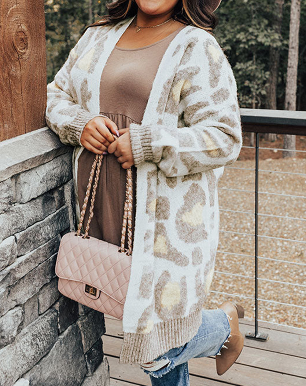 Plus Size Leopard Pattern Cardigan