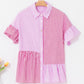 Stripe Striped Patchwork Ruffled Hem Button up Shirt