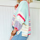 Color Block Striped Three-Quarter Sleeve Knitted Top