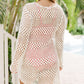 White Hollow Out Crochet Long Sleeve Beach Cover Up