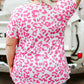 Leopard Print Textured Knit Short Sleeve Plus Size Tee