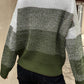 Color Block Drop Shoulder Ribbed Trim Sweater