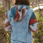 Multicolor Aztec Print Frayed Hem Denim Jacket