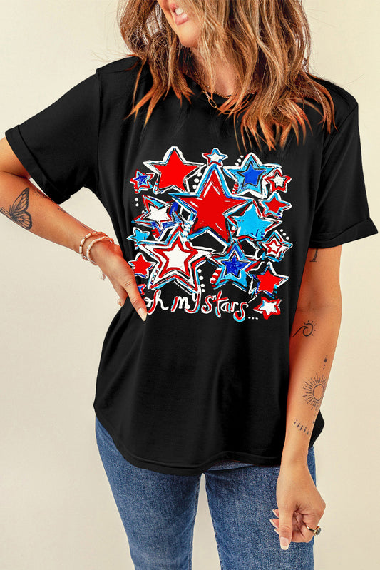 oh my stars Printed Flag Day T Shirt