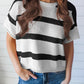 Stripe Dropped Short Sleeve Lightweight Knitted Top