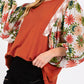 Floral Puff Sleeve Patchwork Round Neck Blouse