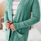 Solid Textured Open Front Cardigan with Pocket