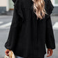Lace Eyelet Ruffle Shoulder Long Sleeve Blouse