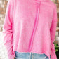 Exposed Seamed High Low Raw Edge Sweatshirt