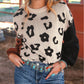 Leopard Print Colorblock Pullover Sweater