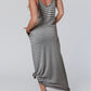Stripe Side Pockets Spaghetti Straps Maxi Dress