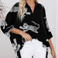 Tiger Print 3/4 Sleeve Oversized Shirt