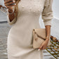 Pearl Beaded High Neck Bodycon Sweater Dress