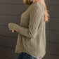 Green V Neck Buttoned Ribbed Knit Top