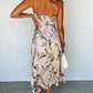 Tropical Print Spaghetti Straps Cupped Dress