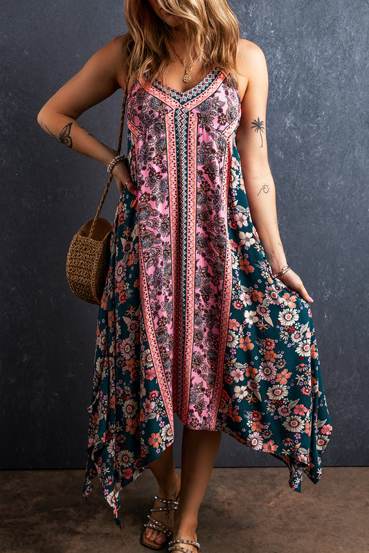 Bohemian Floral Patchwork Print Long Sundress