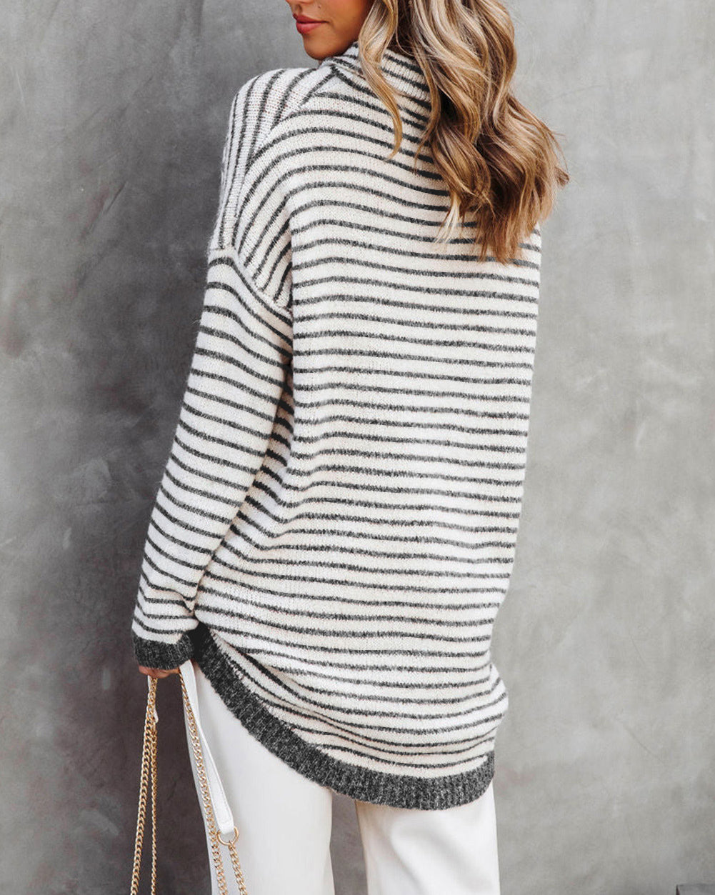 Striped Turtleneck Loose Sweater