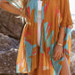 Abstract Print Open Front Kimono with Slits