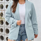 Blue Plus Size Soft Lightweight Pocketed Lapel Blazer