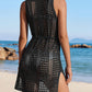 Crochet Hollow-out Sleeveless Beach Dress with Drawstring