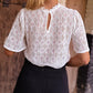 Short Sleeve Keyhole Back Lace Blouse