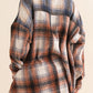 Retro Plaid Button up Long Sleeve Shacket with Pockets