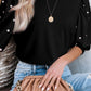 Rhinestone Pearl Puff Half Sleeve Top