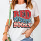 RED WHITE BOOZY Stars and Stripes Graphic T Shirt