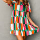 Abstract Print Puff Sleeve Short Dress