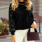 Pearl Beaded Bishop Sleeve Sweater