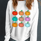 Vibrant Pumpkins Print Crew Neck Halloween Sweatshirt